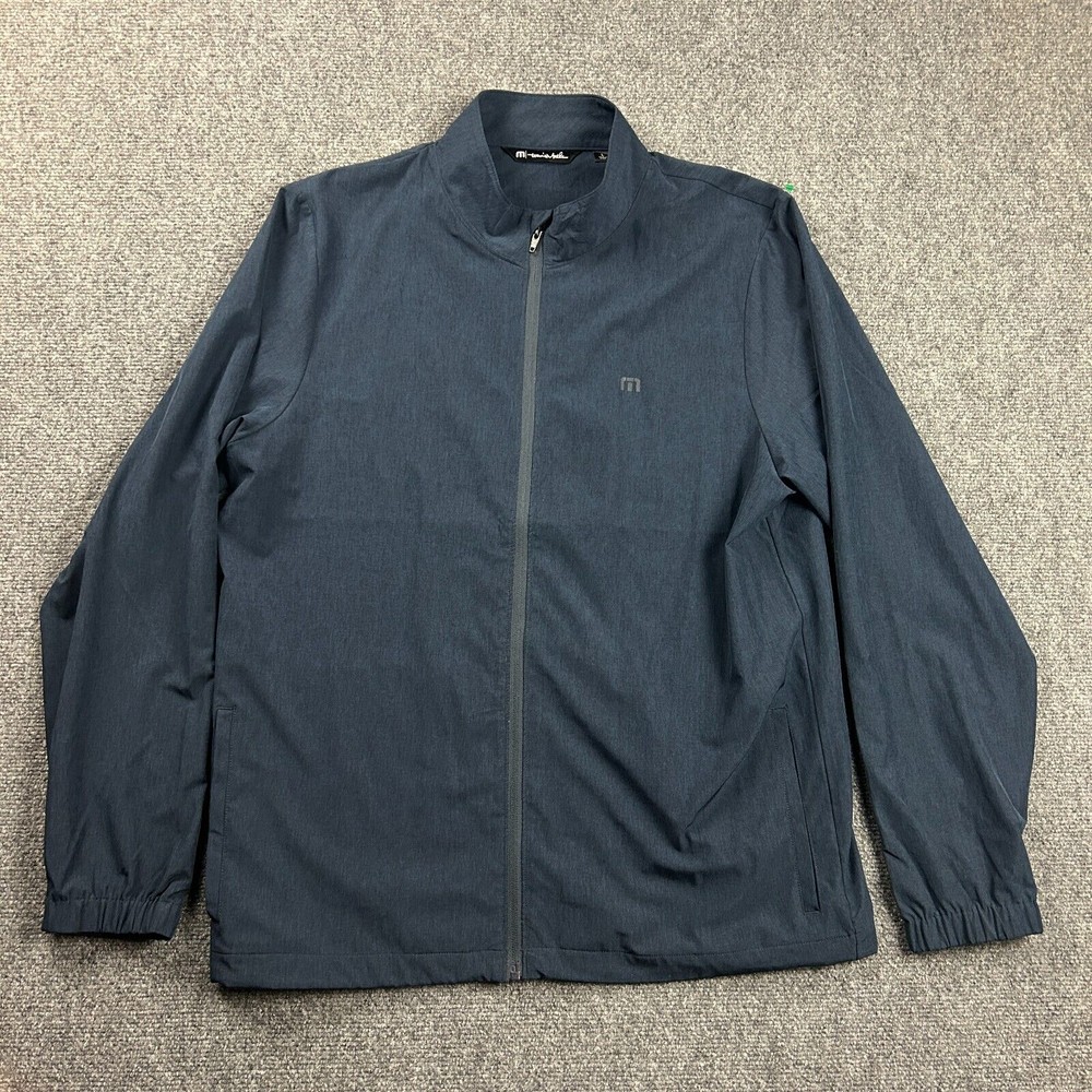 Travis Mathew Jacket Mens Large Blue Full Zip Lightweight Polyester Blend