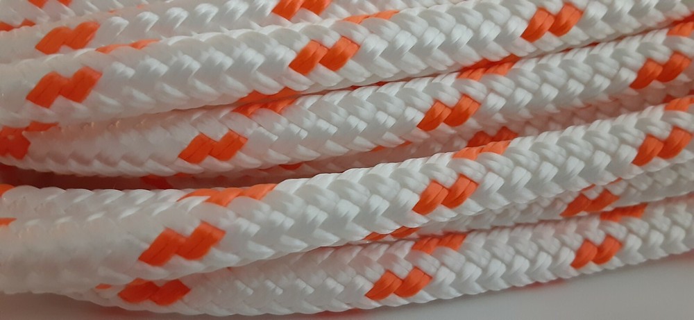 5/16 x 600 ft. Double Braid-Yacht Braid polyester rope spool. White/Orange