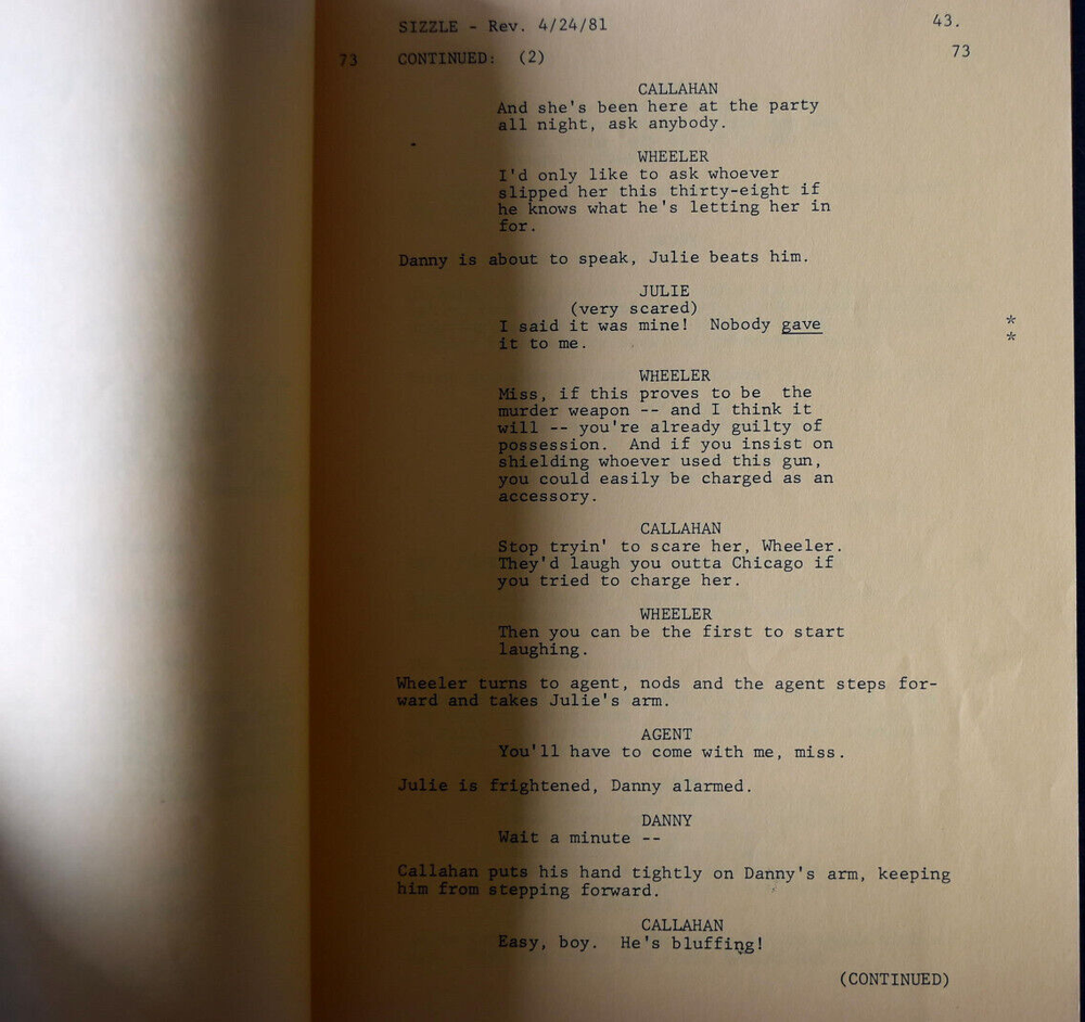 1981 " Sizzle " Original Revised Shooting Script