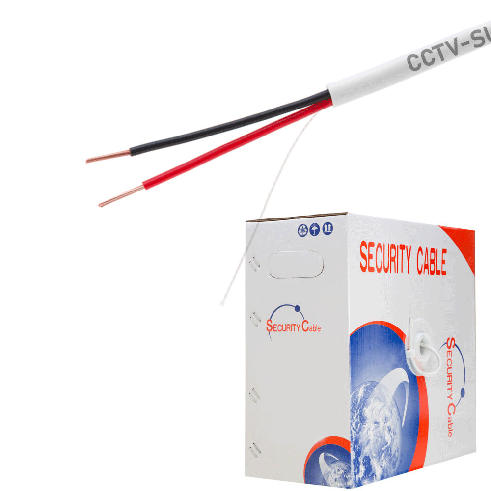 500FT 22/2 AWG Solid Alarm Wire Cable CCA Unshielded White for Security System