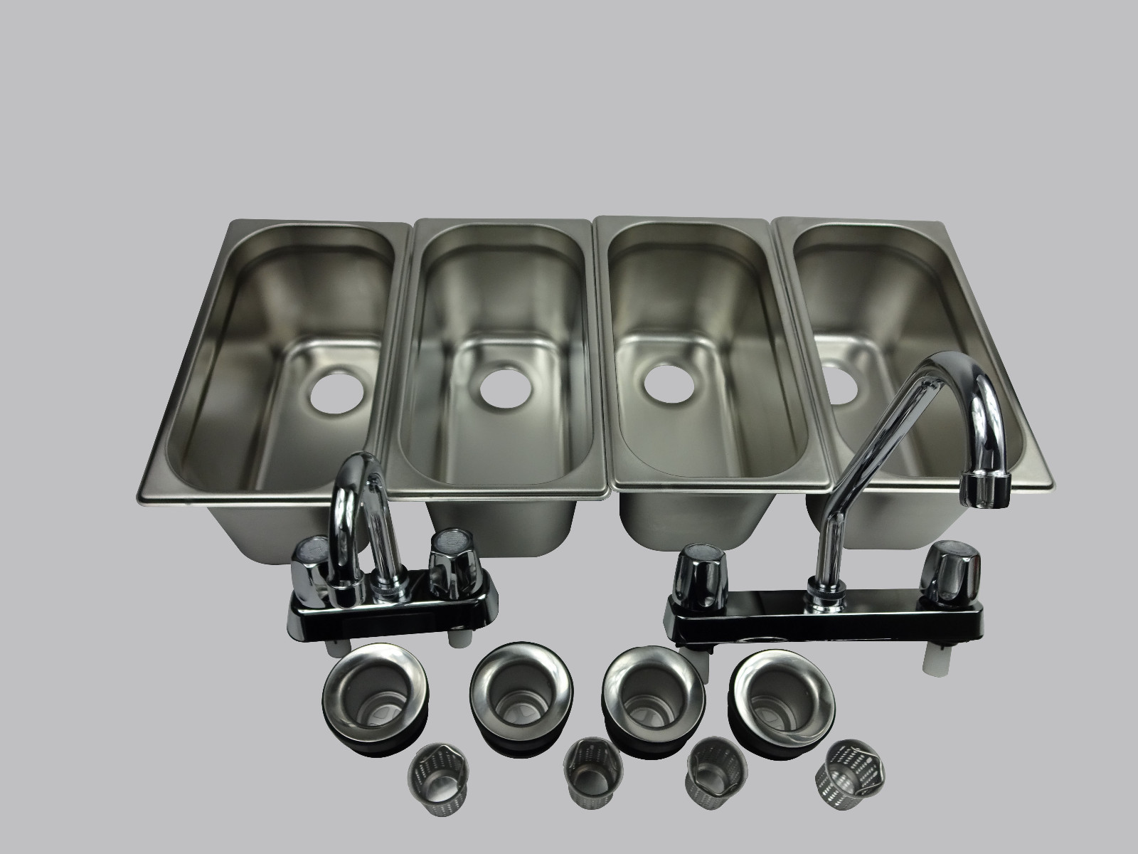 4 Compartment Concession Sink Portable Food Truck Trailer Hand Washing w/Faucets