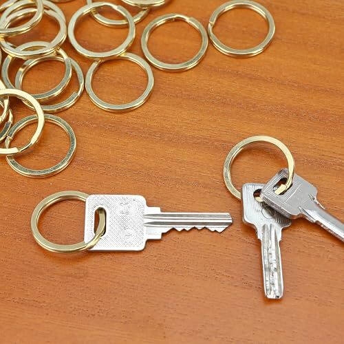 20PCS Brass Flat Split Key Rings, 15mm (0.59") Diameter, Solid Brass Keyrings
