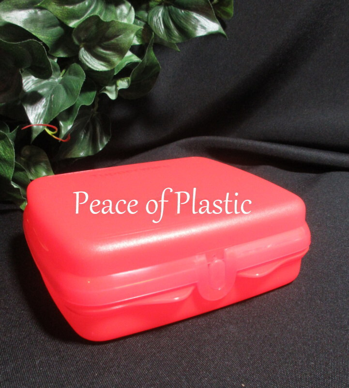Tupperware Sandwich Keeper Hinged Lunch Box Semi-Translucent Red