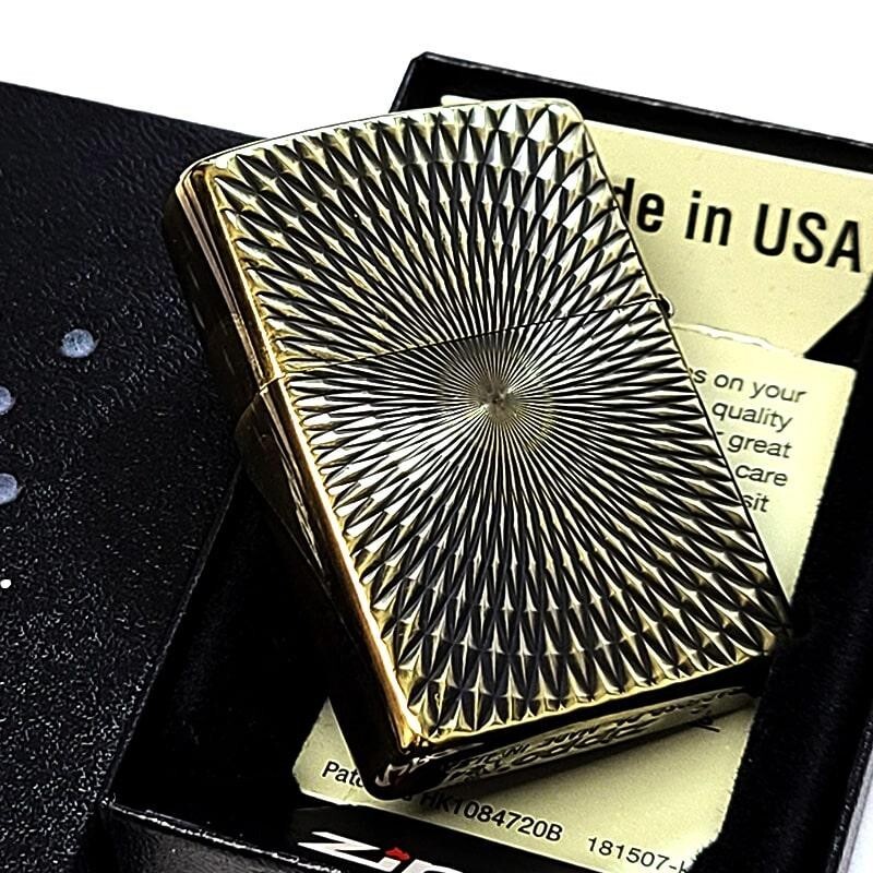 Zippo Diamond Cut Antique Gold 2 Sided Processing Etching Lighter Regular