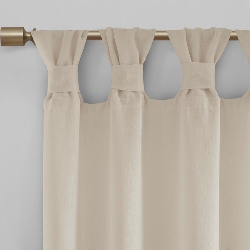 AS Floral Embellished Cuff Tab Top Solid Curtain Panel(Only 1 Pc Panel)50x63"
