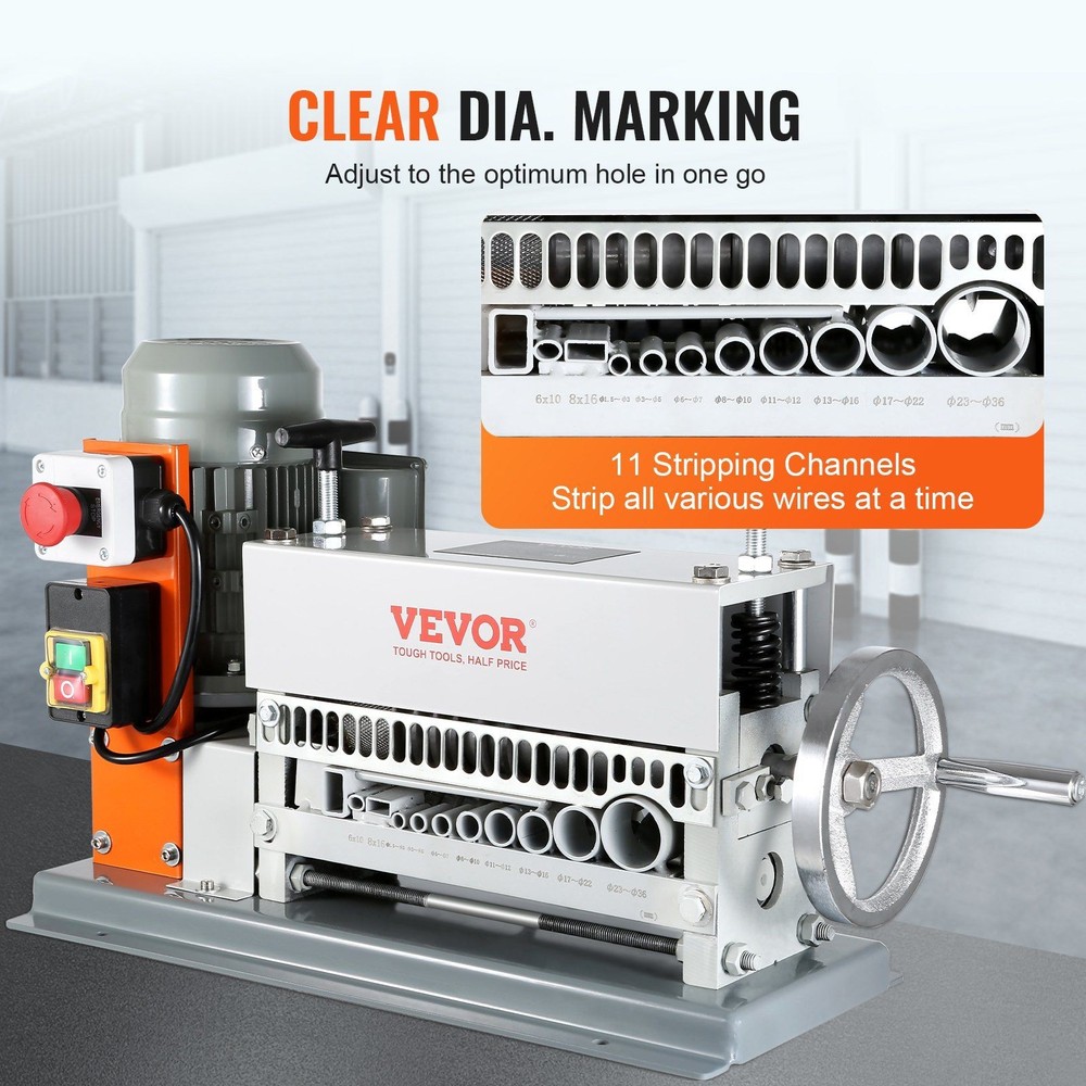 Automatic Wire Stripping Machine 0.06-1.42" 370W w/ 11 Channels Cable Stripper