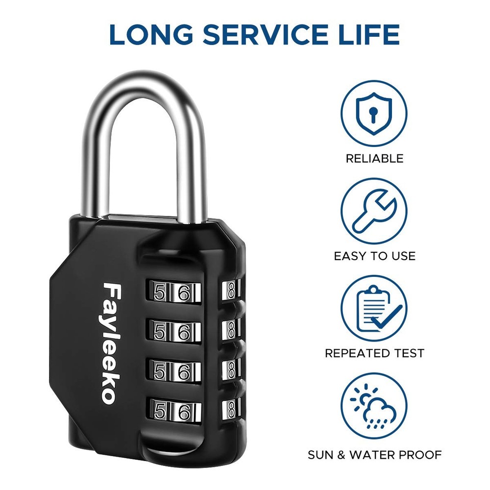 4-Pack Combination Lock 4-Digit Padlock for School Gym Locker Toolbox Case