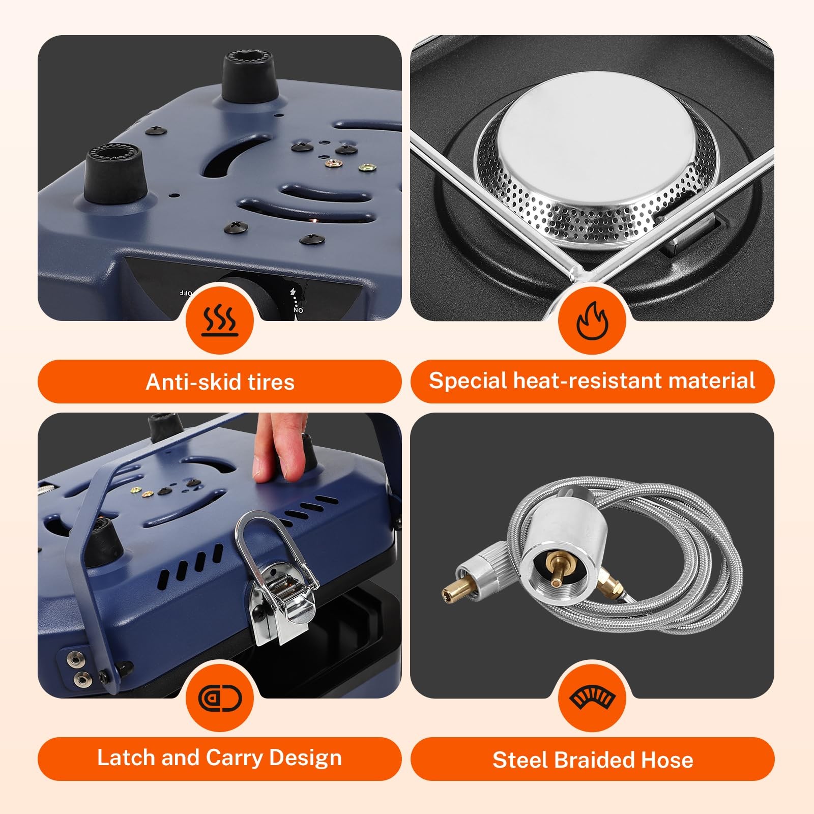 2-Burner Propane Stove with Griddle and Carrying Bag, Portable Camping Stove