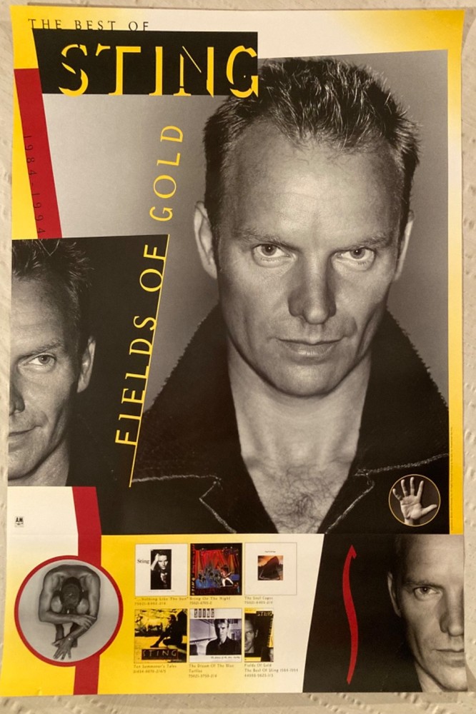Sting ‘94 Promo Poster Fields Of Gold The Best Of With Solo Album Catalog Police