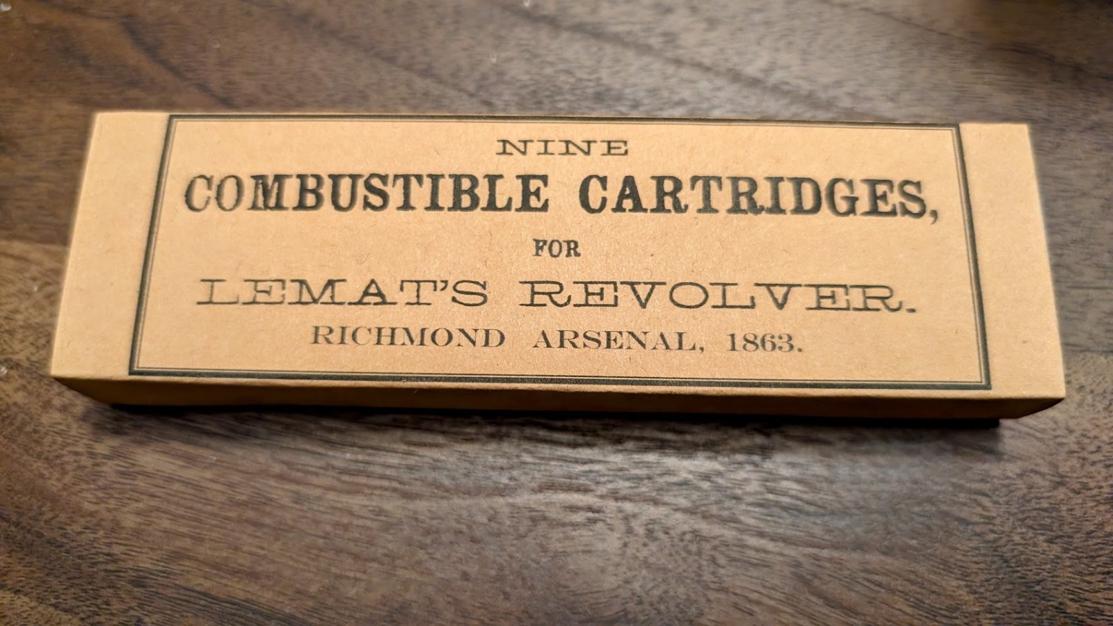Paper Cartridge Box: .44 Caliber, LeMat 9-Shot Richmond Arsenal