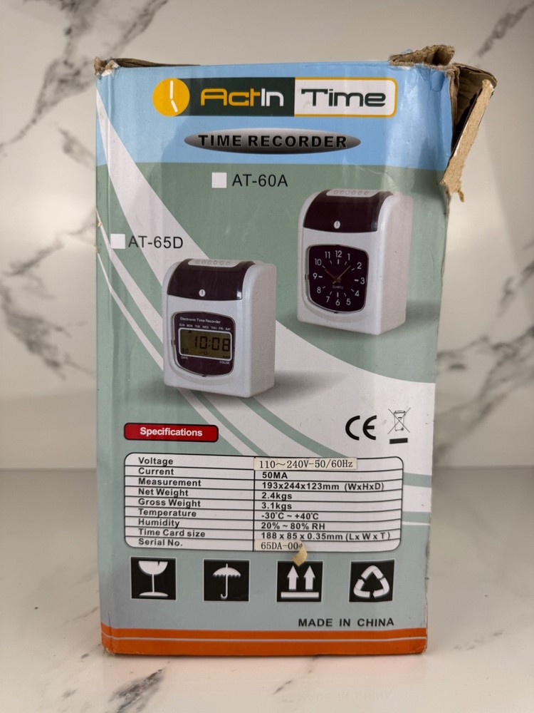 Actin Time AT-65DA Electronic Time Recorder Work Attendance Clocking In Machine