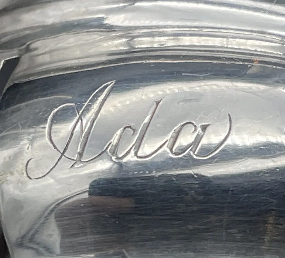 Pierced Sterling Silver Napkin Ring Name Engraved “Ada” Webster