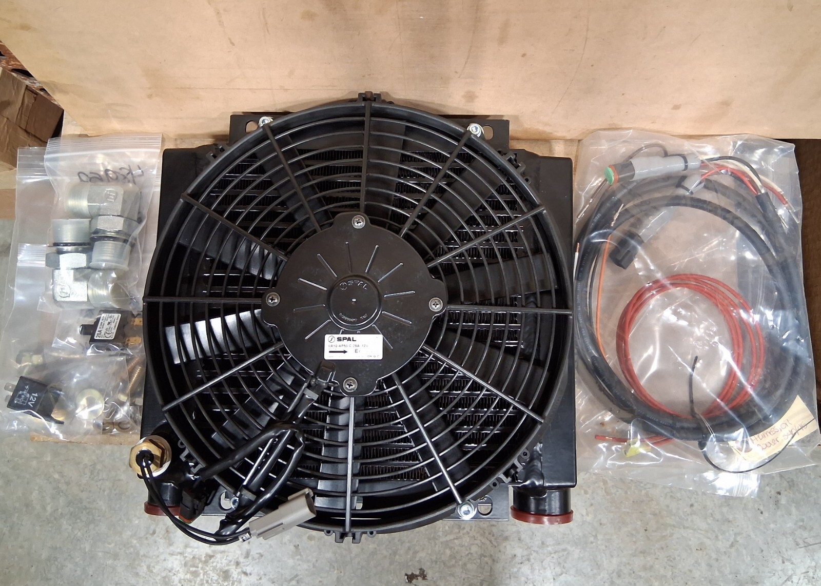 Universal fit 10"x10" core Remote OIL COOLER w/temp probe 12V 21 GPM USA made