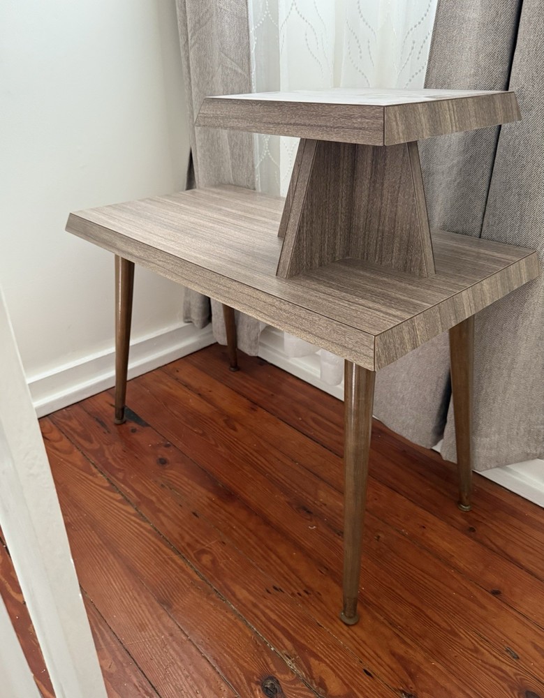 Mid Century Table/ Vintage Telephone Table/rustic table/End Table/ Two Tier Step