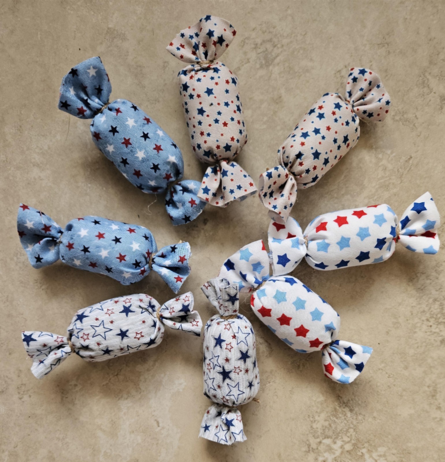 Bowl Filler Americana Patriotic Ornie Fabric 8 Pcs Candy Tier Tray Fabric Decor