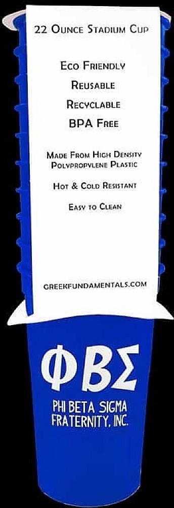 Phi Beta/Β Sigma Plastic Stadium Cups [10 Per Pack - Blue - 22 oz.]