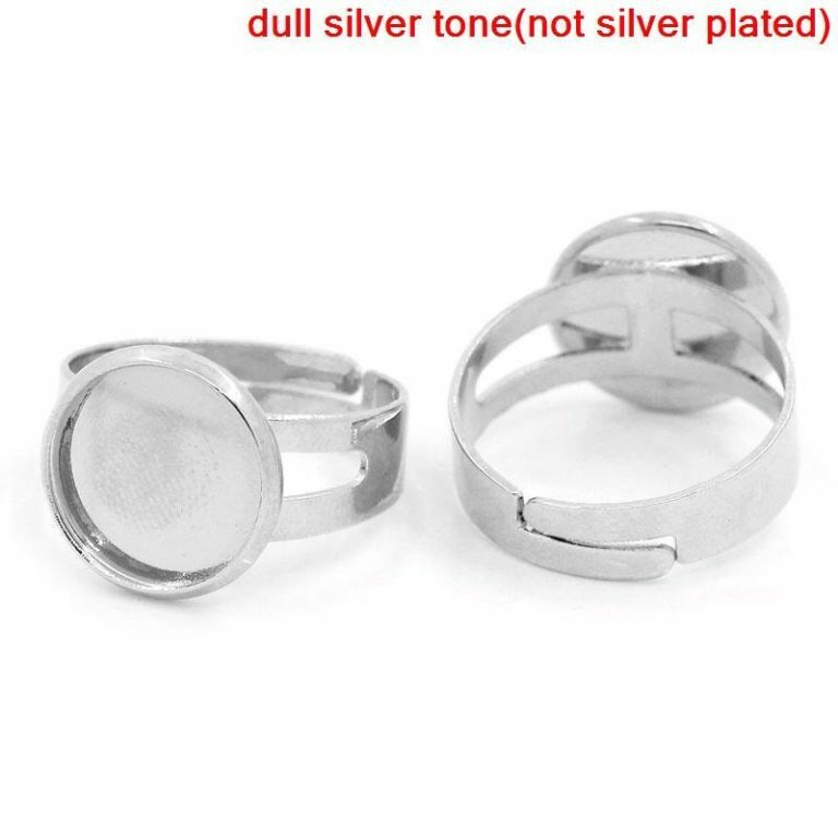 10 pcs. Silver Tone ADJUSTABLE Cabochon Setting Bezel RING bases settings – Ring