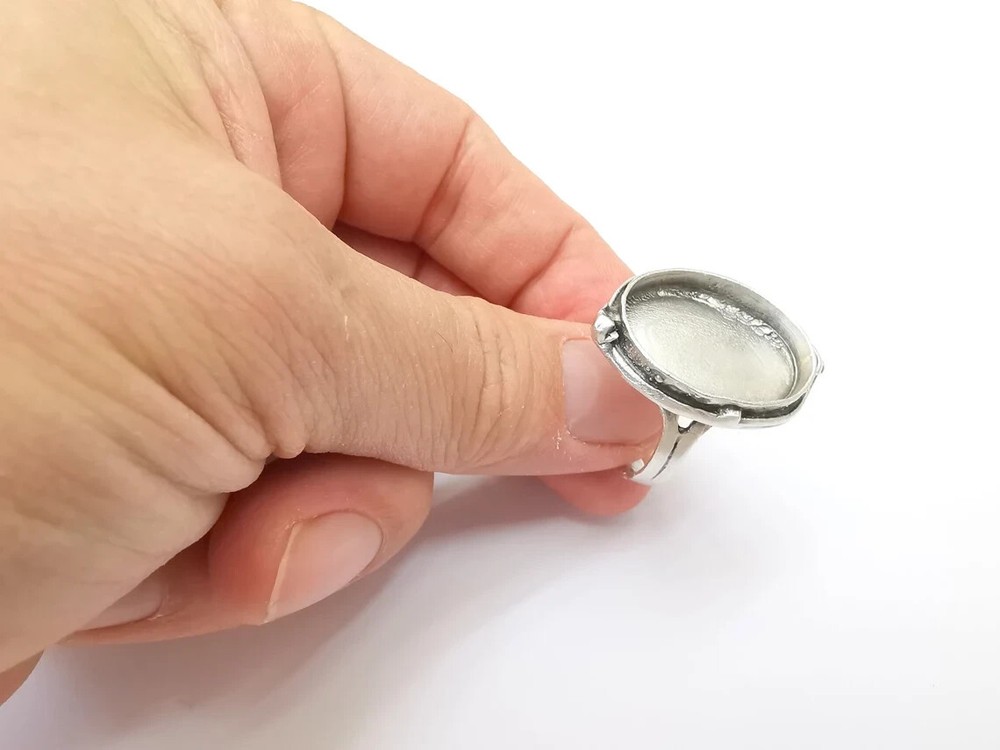 Large Ring Setting Resin Ring Blank Cabochon Mounting Adjustable Dried Flower