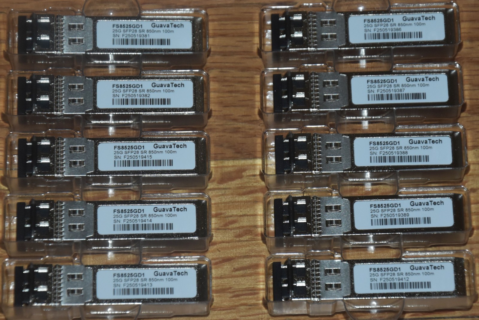 Lot of 10 25G SFP28 SR 850nm Multimode Fiber Transceiver - Brand New!