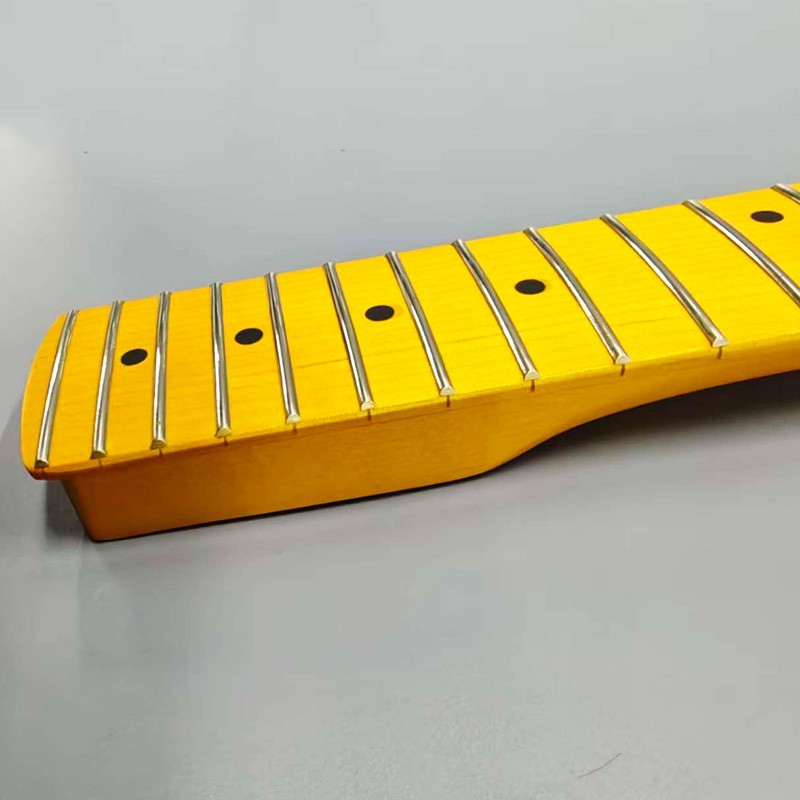 DIY Maple Electric Guitar Neck 25.5" Scale Length 22 Frets Yellow，Unfinished