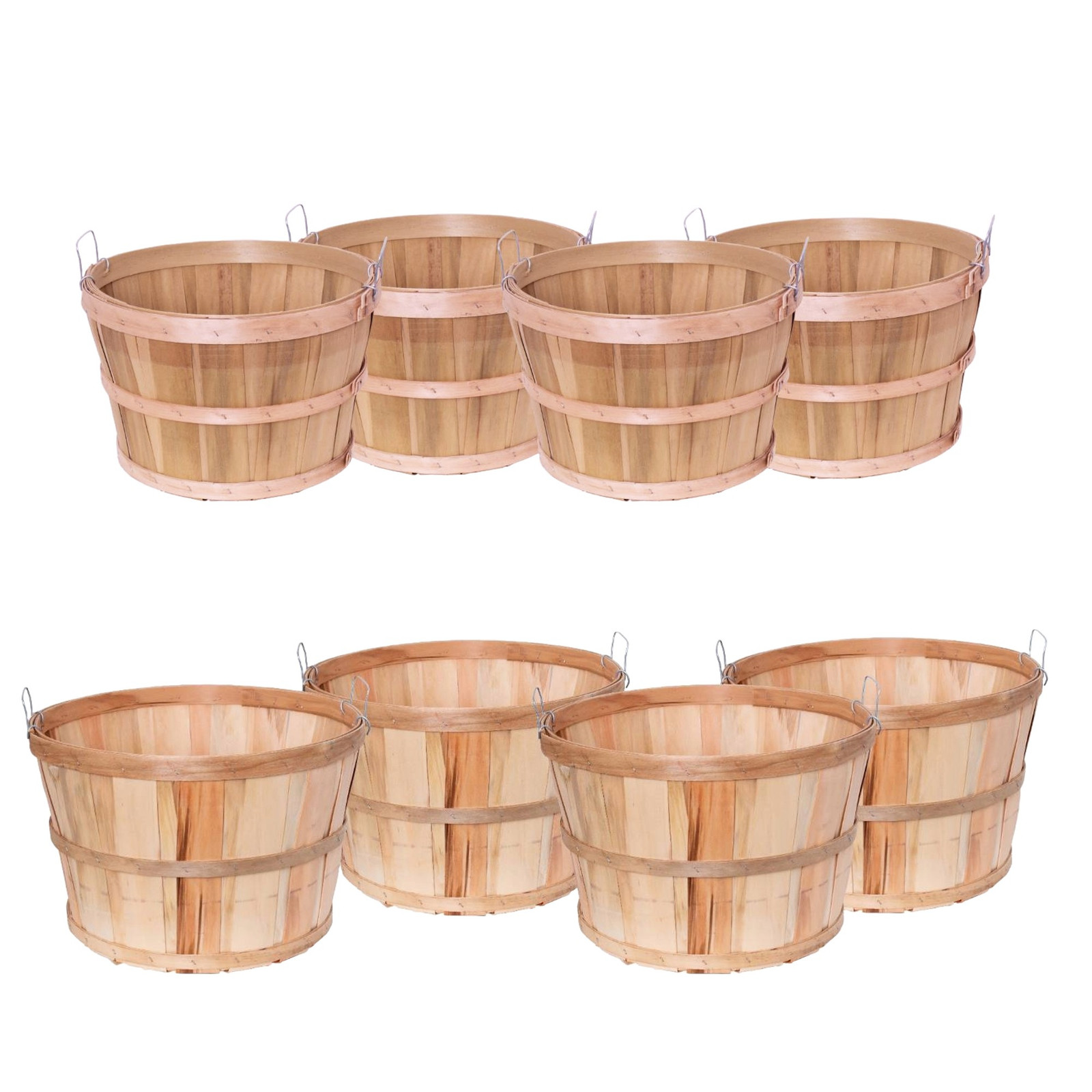 Lehman's USA Made Half and Full Bushel Baskets, Poplar Wood with Handles, 4 Pack