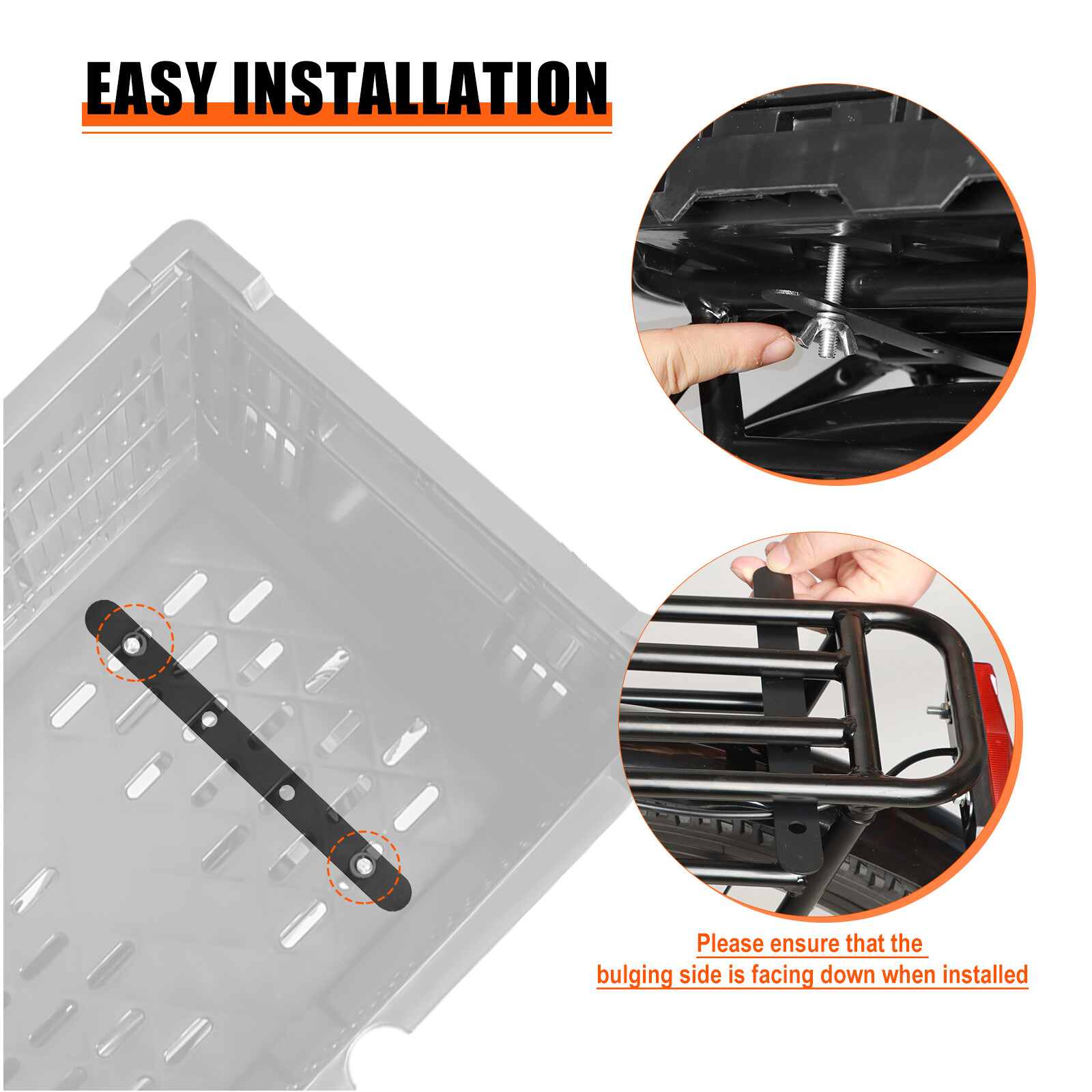 Bike Foldable Rear Basket, Rear Bicycle Cargo Rack, Ebike Storage Rear Basket