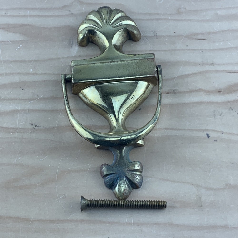 Vintage Ornate Solid Brass Door Knocker 7'' High.