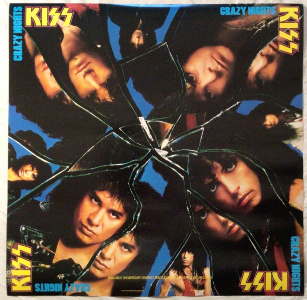 Kiss 1987 Promo Poster Crazy Nights Gene Simmons Paul Stanley