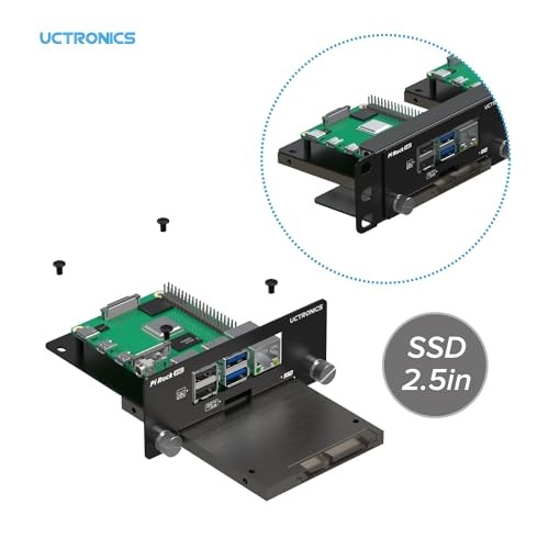 19” 1U Rack Mount for Raspberry Pi with SSD Mounting Brackets, Thumbscrews