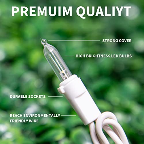 100 Mini LED Count White -String Lights - 100 Mini LED White Wire Cool White