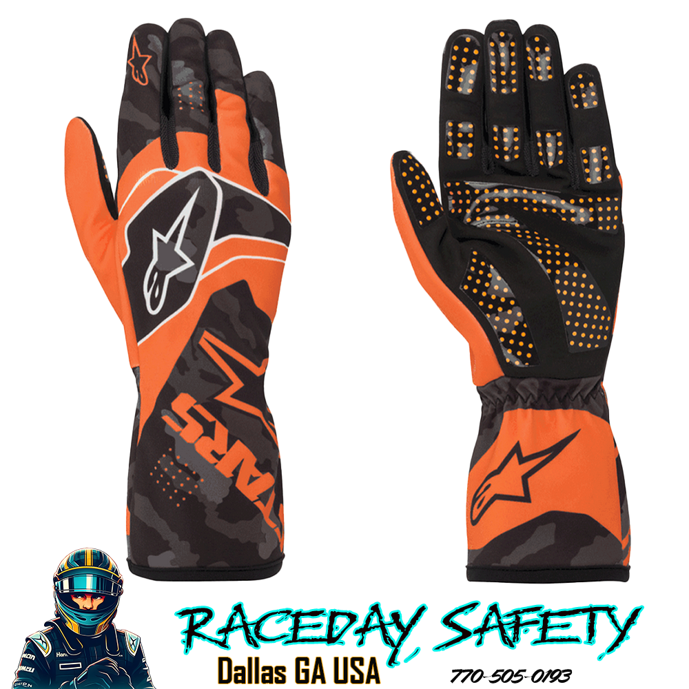 Alpinestars Youth Kart Race Gloves Tech-1 K RACE S V2 Flo Orange/Black Camo