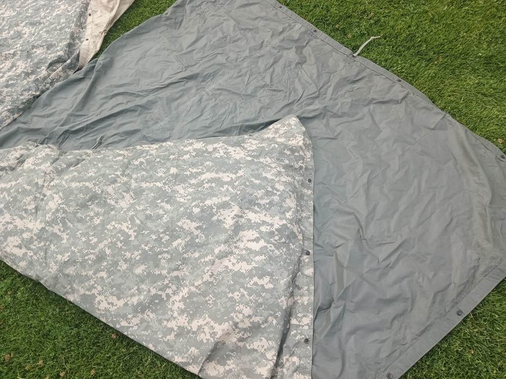 USGI REVERSIBLE FIELD TARP ACU / GREEN CAMO PATTERN GRADE 2