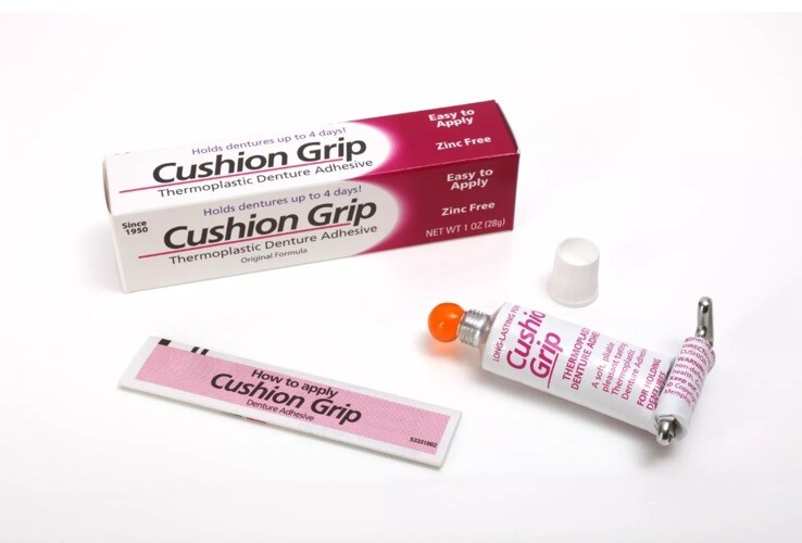 Cushion Grip Thermoplastic Denture Adhesive - 1 oz, Pack of 2