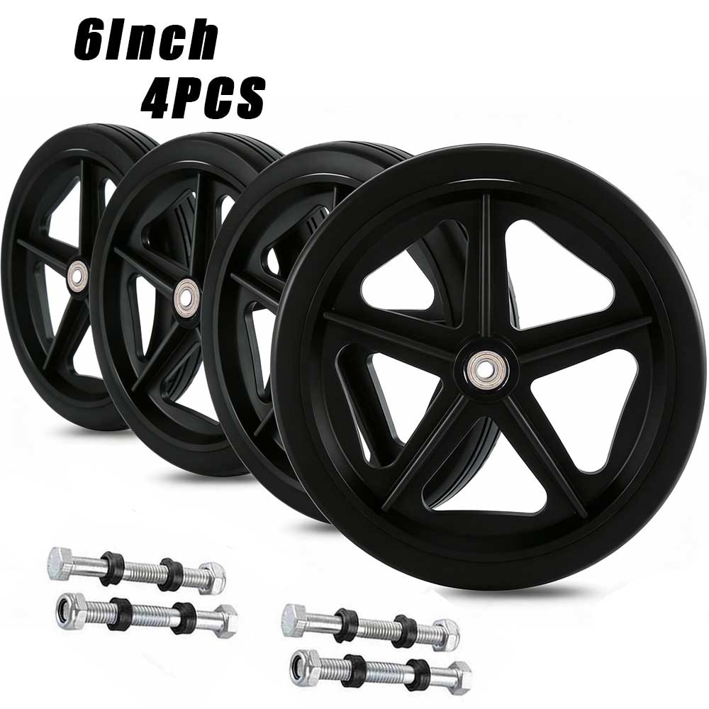 4 Pack 6 Inch Wheelchair Walker Wheels Solid Front Caster with Axles