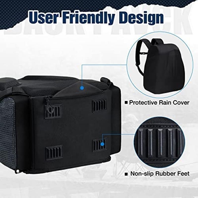 Fishing Tackle Backpack W/ Rod Holders Large Storage Comfortable Design Durable