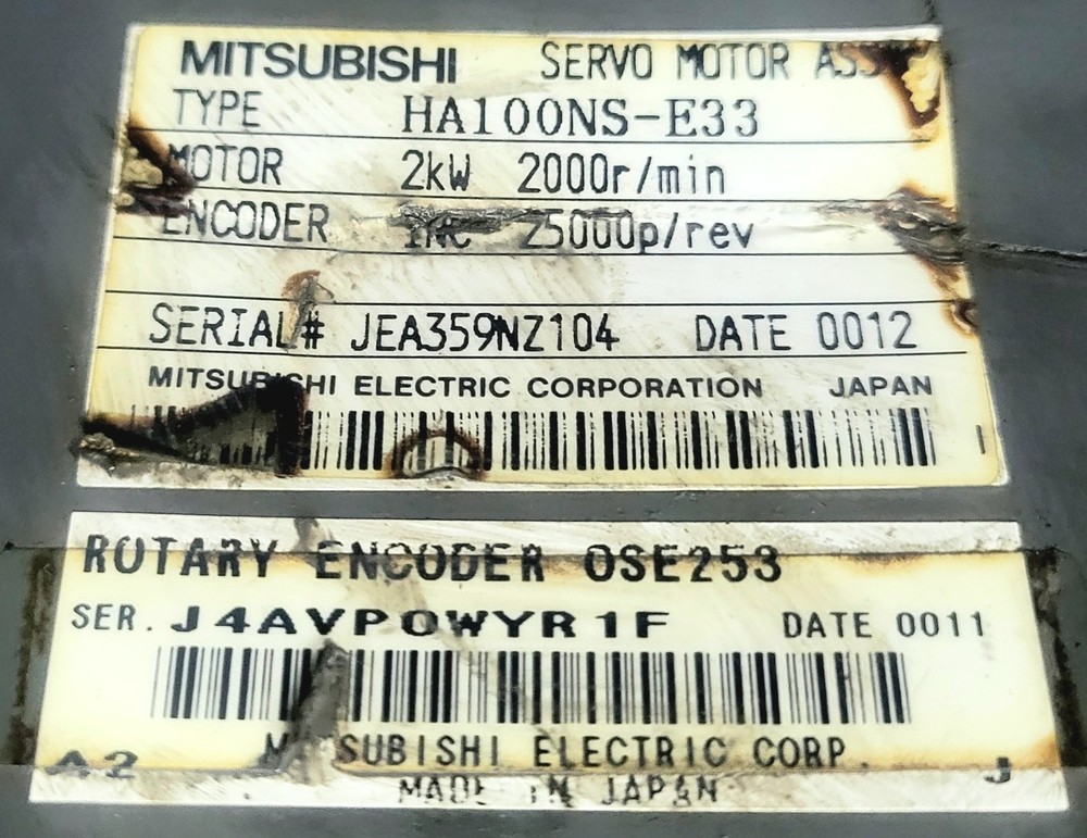 Mitsubishi HA100NS-E33 AC Servo Motor