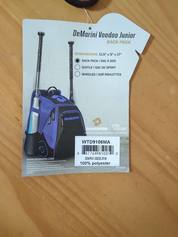 DeMarini Youth Voodoo Junior Baseball Equipment Backpack / Bat Pack