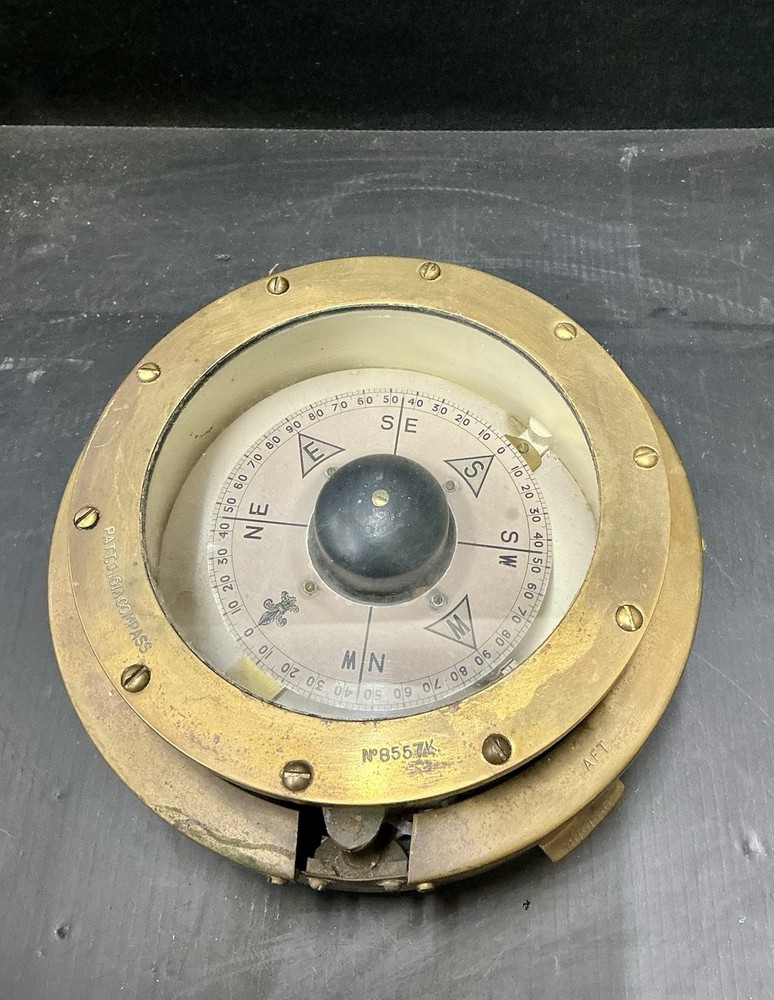 Brass Pattern.01151A Compass For A Vintage Airplane Working Condition