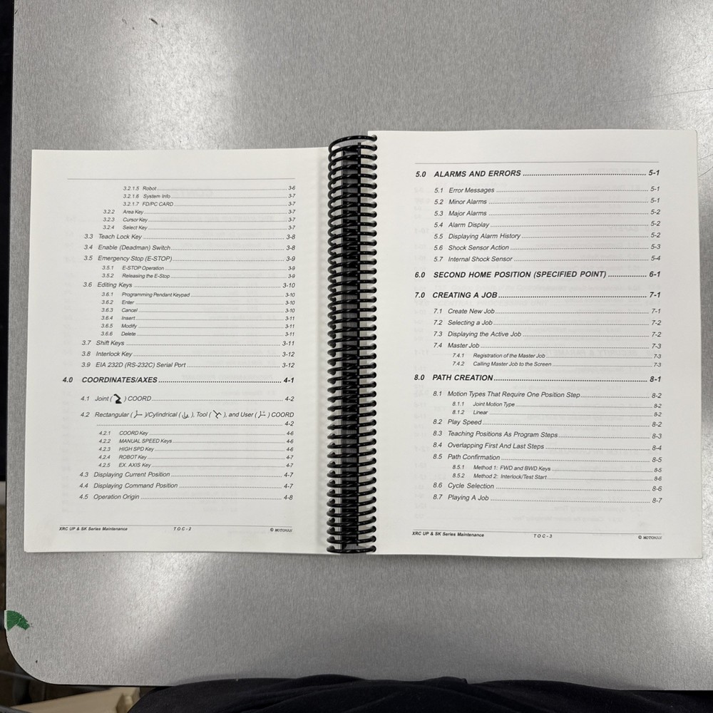 Yaskawa motoman XRC Robot Controller Maintenance Training Manual 1999