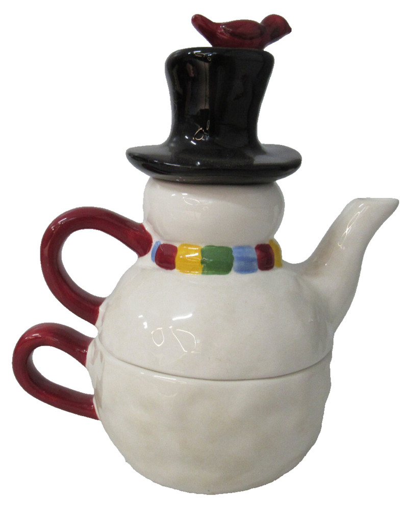 SNOWMAN Oneida CHRISTMAS Cute Stacking 3 piece teapot