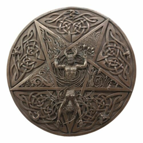 The Horned God & Goddess Elemental Celtic Knotwork Pentacle Wall Plaque Figure