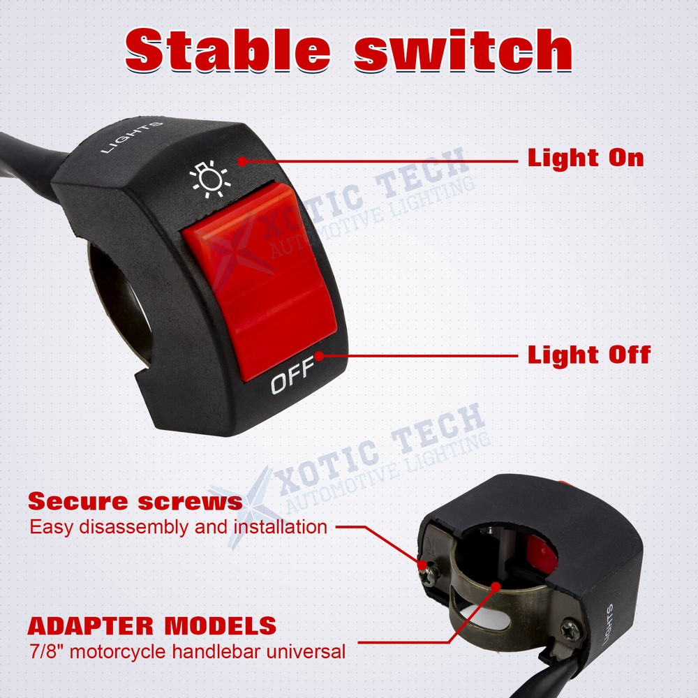 7/8inch Motorcycle Handlebar Switch Control Mount LED Headlight On/Off Button