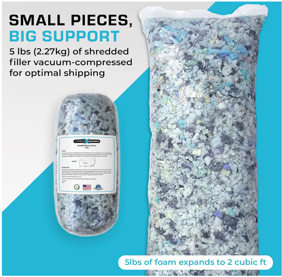 Xtreme Comforts 5lbs Bean Bag Filler Memory Foam - Pillow Stuffing Material