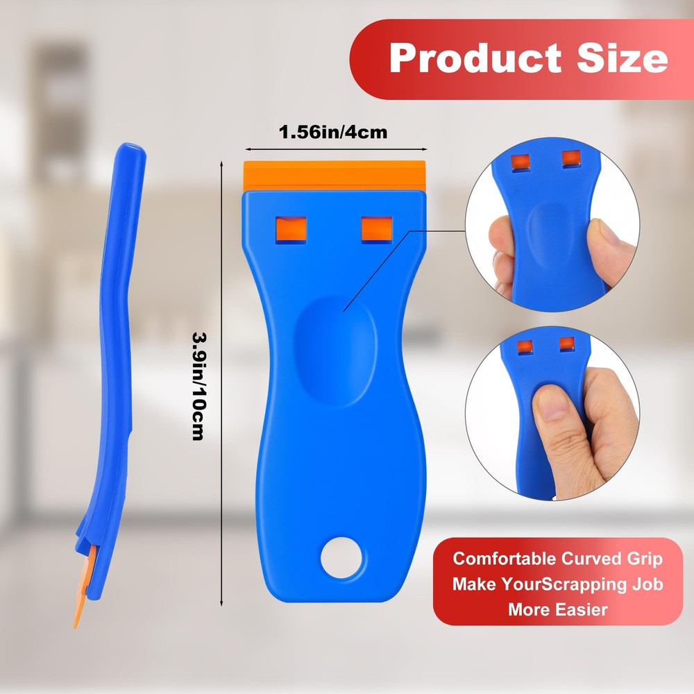 Razor Blade Scraper with 2 Pcs Plastic Scraper Tool for Cooktop Oven Window