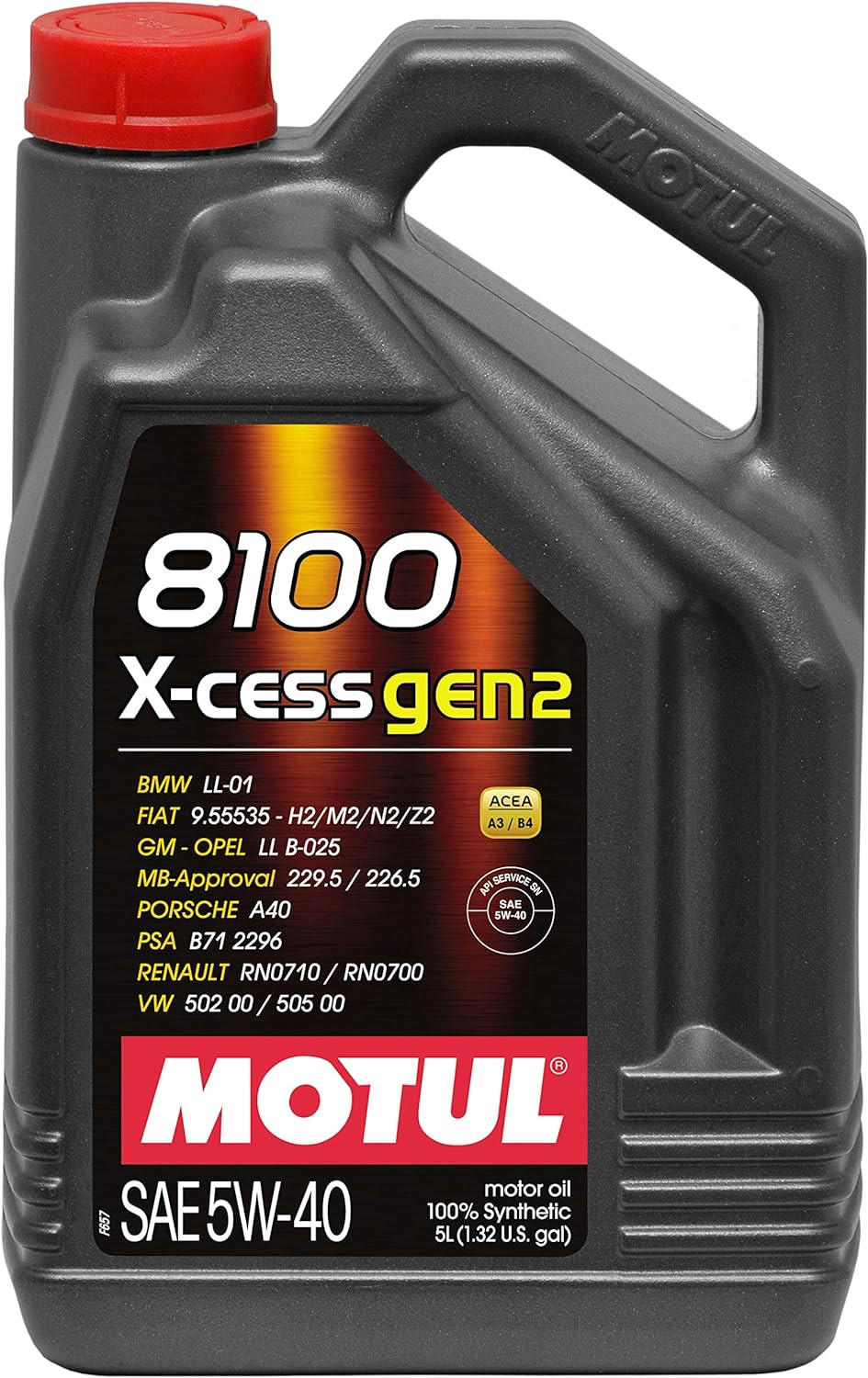 Motul (109776) 8100 X-Cess Gen2 5W40 - 100% Synthetic Engine Oil  - 5 Liter