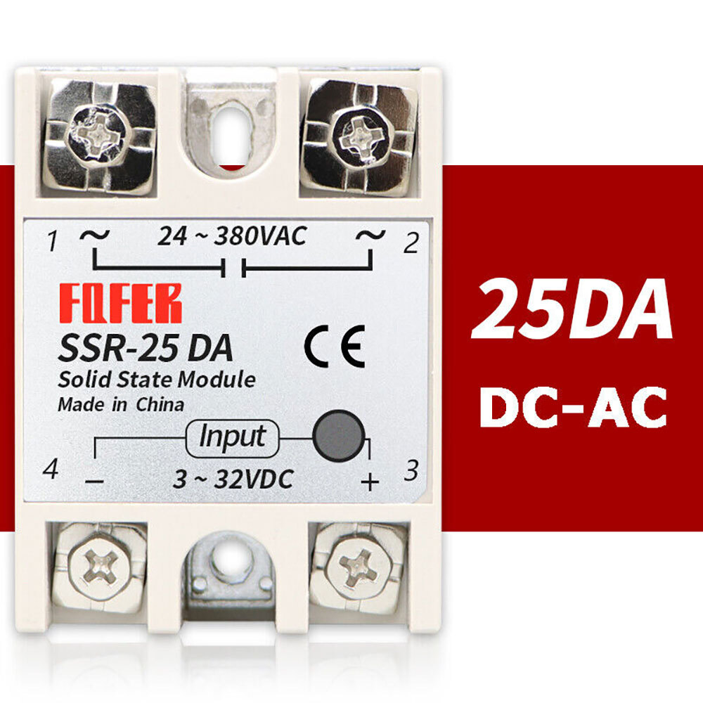 2Pc SSR-25DA Solid State Relay Module 25A/250V DC 3-32V Input AC 24-380V Output