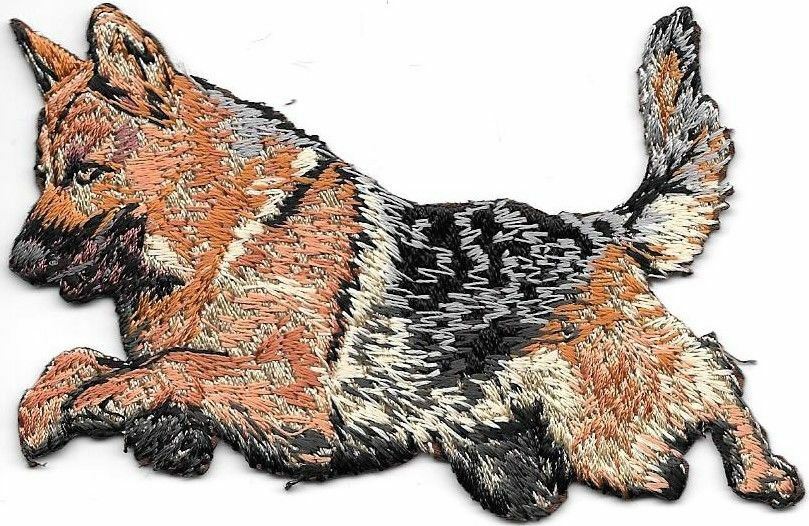 2 1/8" x 4" Jumping German Shepherd Dog Breed Embroidered Patch