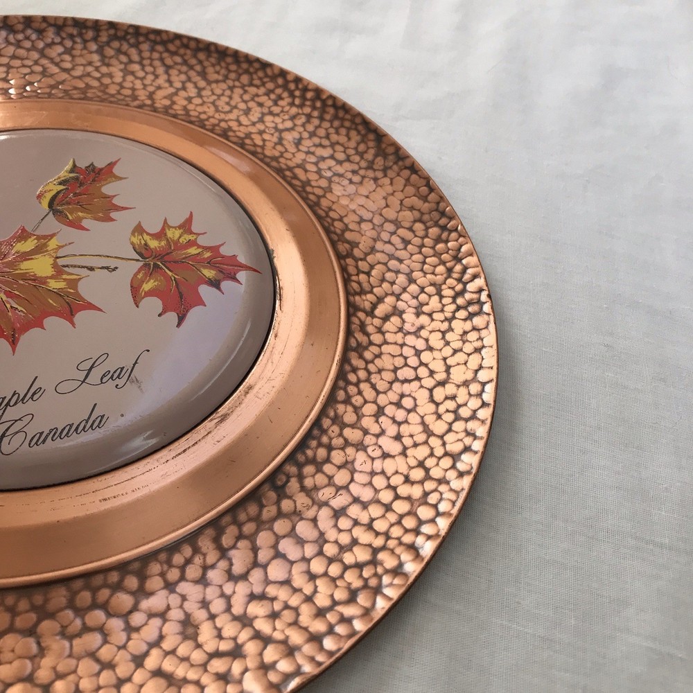 Vintage Solid Copper Plate Canada Leaf By Fantasy CopperWare Solid Decorative