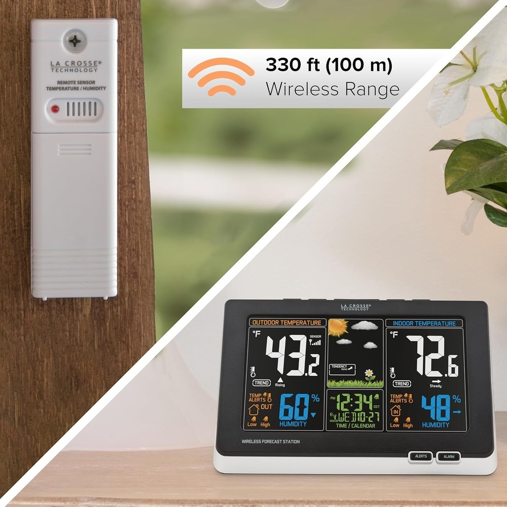 Advanced Wireless Weather Station: Full Color LCD, Atomic Time, 300ft Range