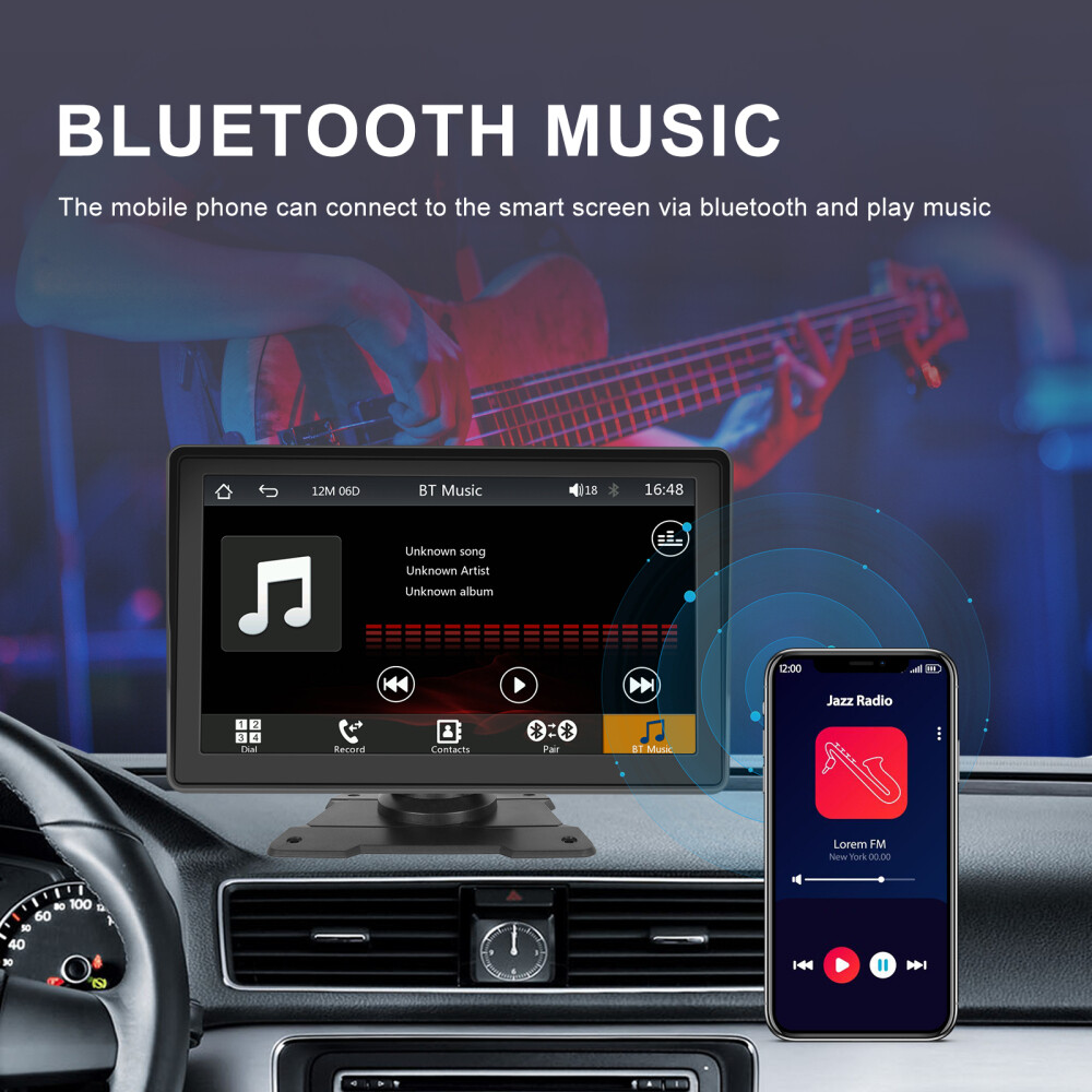 7'' Portable Wireless Apple CarPlay Android Auto Touch Screen Car Radio Stereo